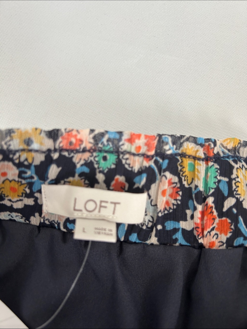LOFT Floral Tiered Mini Skirt NWT Size Large Elastic Waist Boho Cottagecore - Picture 2 of 7